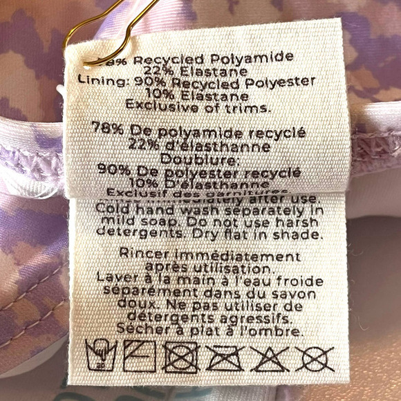 Peony Lavender Fleur Tie Side Bikini Bottom All Over Pattern Mid Rise Purple 6 - Picture 9 of 10